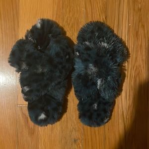 Furry lounge slippers.